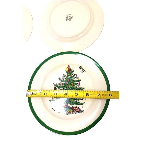 4 Plates SPODE 8" PLATES Salad Dessert Christmas Tree REPLACEMENT Excellent - Picture 9 of 13